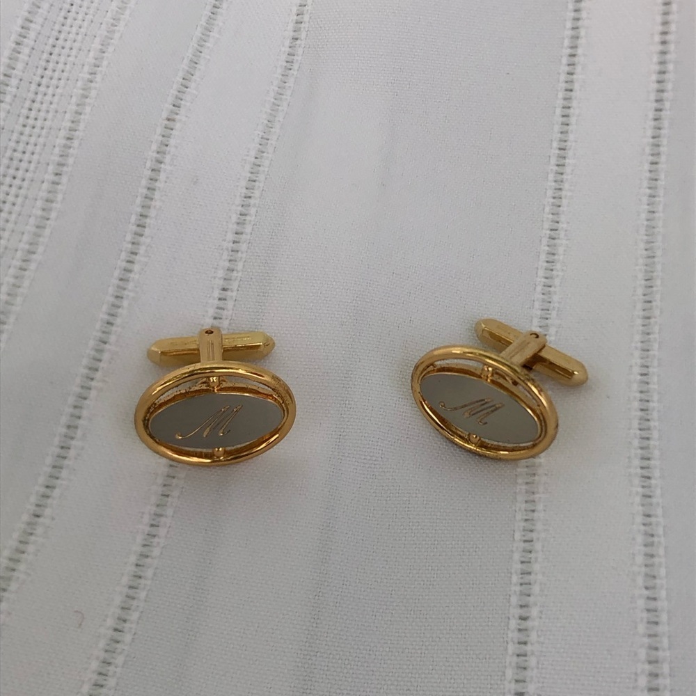 Vtg Hickok Initial M Monogram Cufflinks